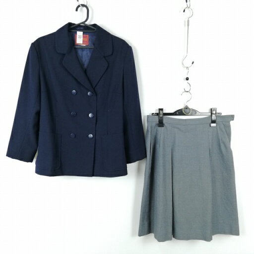 ブレザー スカート 上下2点セット 大きいサイズ 冬物 女子 学生服 中学 高校 紺 制服 中古 ランクC EY5359 ブレザー スカート 上下2点セット 大きいサイズ 冬物 女子 学生服 中学 高校 紺 制服 中古 ランクC EY5359