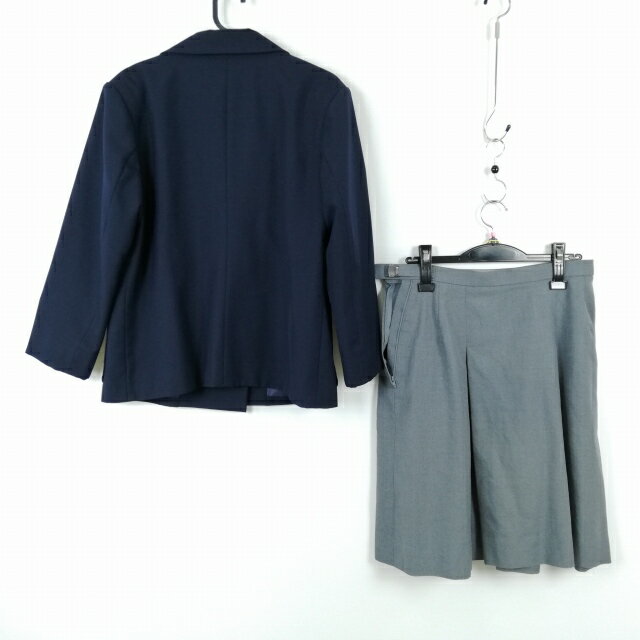 ブレザー スカート 上下2点セット 大きいサイズ 冬物 女子 学生服 中学 高校 紺 制服 中古 ランクC EY5359