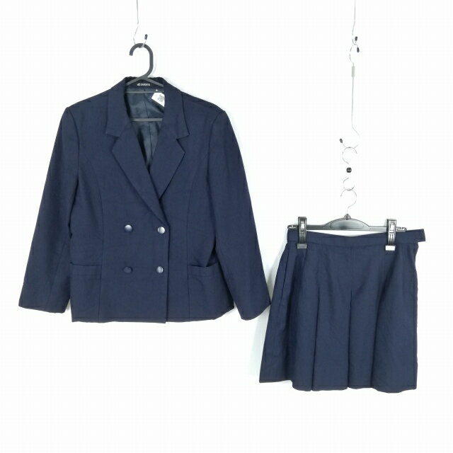 ブレザー ミニスカート 上下2点セット 冬物 女子 学生服 中学 高校 紺 制服 中古 ランクC EY5375