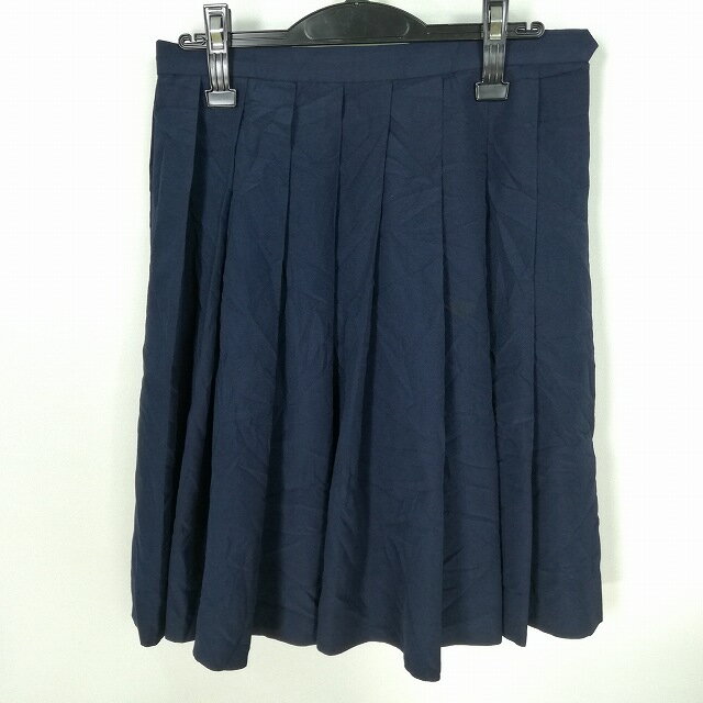 スクールスカート 夏物 w69-丈56 紺 中学 高校 森英恵 プリーツ 学生服 制服 女子 中古 HK3190