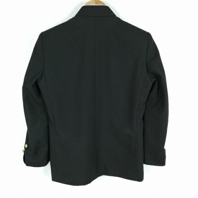 学生服 学ラン 155A 男子 上着 丸洗い可 ウール混 標準型学生服 ラウンドカラー サージ 黒 中古 ランクC a3 JJ6793