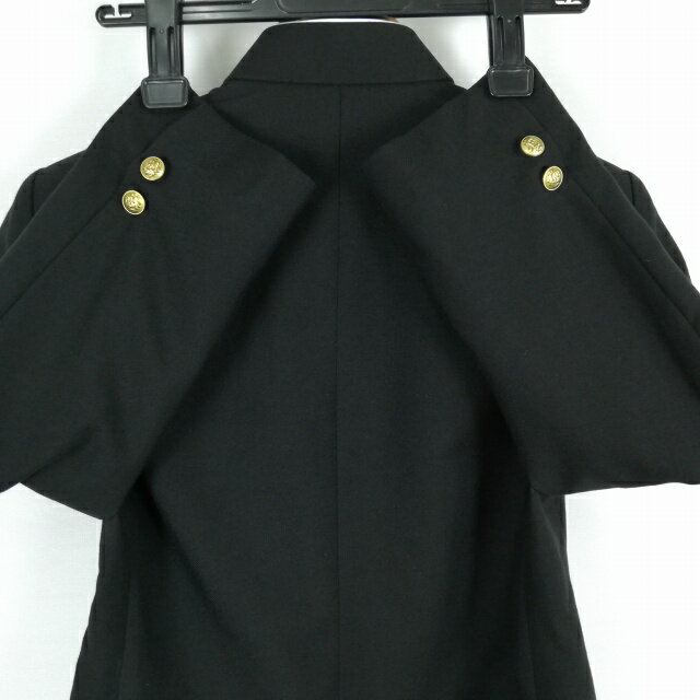学生服 学ラン 155A 男子 上着 丸洗い可 ウール混 標準型学生服 ラウンドカラー サージ 黒 中古 ランクC a3 JJ6793