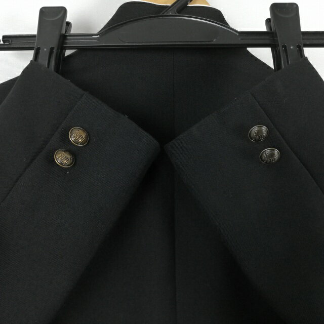 学生服 学ラン 165A 男子 トンボ 上着 丸洗い可 ウール混 標準型学生服 ラウンドカラー サージ 黒 中古 ランクC a3 JJ6842