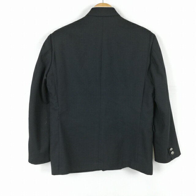 学生服 学ラン 165A 男子 トンボ 上着 丸洗い可 ウール混 佐賀唐津東中学 学校指定制服 ラウンドカラー サージ 黒 中古 ランクC a3 JJ6853