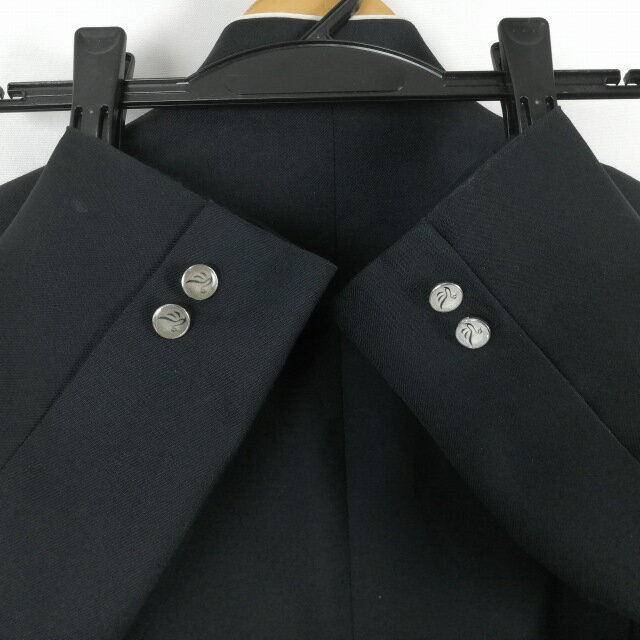 学生服 学ラン 165A 男子 トンボ 上着 丸洗い可 ウール混 佐賀唐津東中学 学校指定制服 ラウンドカラー サージ 黒 中古 ランクC a3 JJ6853