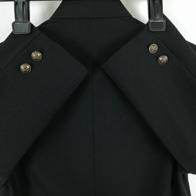 学生服 学ラン 155A 男子 上着 丸洗い可 ウール混 ラウンドカラー カシドス 黒 中古 ランクC a3 JJ6863