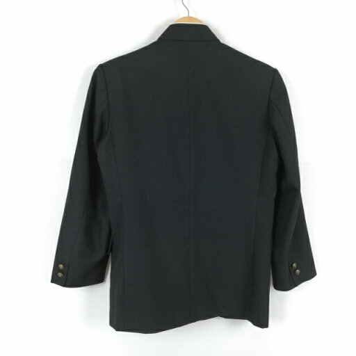 学生服 学ラン 男子 上着 ウール混 ラウンドカラー サージ 黒 中古 ランクC a3 JJ6878