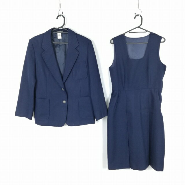 ブレザー ジャンパースカート 上下2点セット 指定 冬物 女子 学生服 東京小金井緑中学 紺 制服 中古 ランクC NA6857