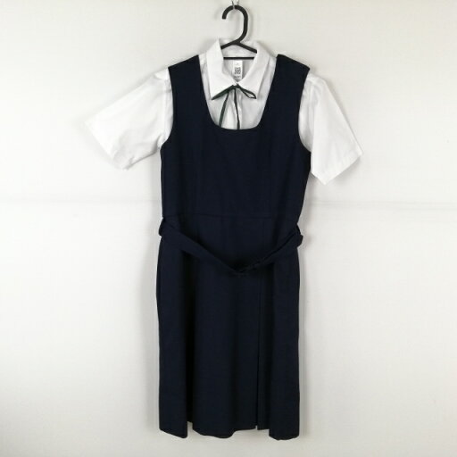 ジャンパースカート 紐タイ バスト82 ウエスト70 冬物 女子 学生服 中学 高校 紺 制服 中古 ランクC NA6909 ジャンパースカート 紐タイ バスト82 ウエスト70 冬物 女子 学生服 中学 高校 紺 制服 中古 ランクC NA6909