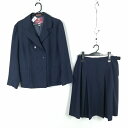 ブレザー スカート 上下2点セット 大きいサイズ 冬物 女子 学生服 中学 高校 紺 制服 中古 ランクC EY0910