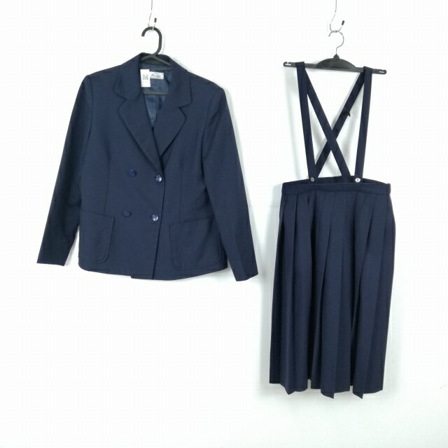 ブレザー スカート 上下2点セット 160A カンコー 冬物 女子 学生服 中学 高校 紺 制服 中古 ランクC EY0913