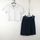 ブラウス スカート 上下2点セット 大きいサイズ 夏物 女子 学生服 宮崎商業高校 白 制服 中古 ランクC EY0916