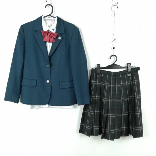 ブレザー チェックスカート リボン 上下4点セット 165A カンコー 冬物 女子 学生服 鹿児島松陽高校 緑 制服 中古 ランクB EY5311 ブレザー チェックスカート リボン 上下4点セット 165A カンコー 冬物 女子 学生服 鹿児島松陽高校 緑 制服 中古 ランクB EY5311