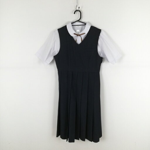 ジャンパースカート 紐タイ バスト88 ウエスト74 冬物 女子 学生服 中学 高校 紺 制服 中古 ランクC EY5395 ジャンパースカート 紐タイ バスト88 ウエスト74 冬物 女子 学生服 中学 高校 紺 制服 中古 ランクC EY5395