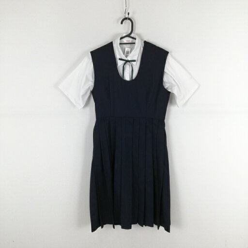 ジャンパースカート 紐タイ バスト88 ウエスト72 冬物 女子 学生服 中学 高校 紺 制服 中古 ランクC EY5397 ジャンパースカート 紐タイ バスト88 ウエスト72 冬物 女子 学生服 中学 高校 紺 制服 中古 ランクC EY5397