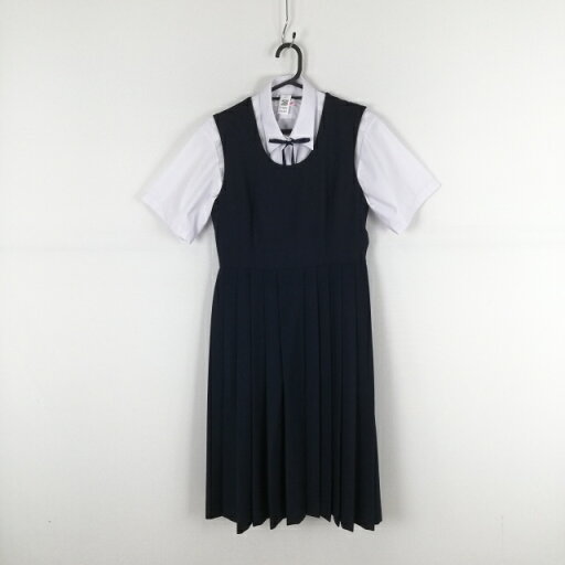 ジャンパースカート 紐タイ バスト82 ウエスト72 冬物 女子 学生服 中学 高校 紺 制服 中古 ランクC EY5400 ジャンパースカート 紐タイ バスト82 ウエスト72 冬物 女子 学生服 中学 高校 紺 制服 中古 ランクC EY5400