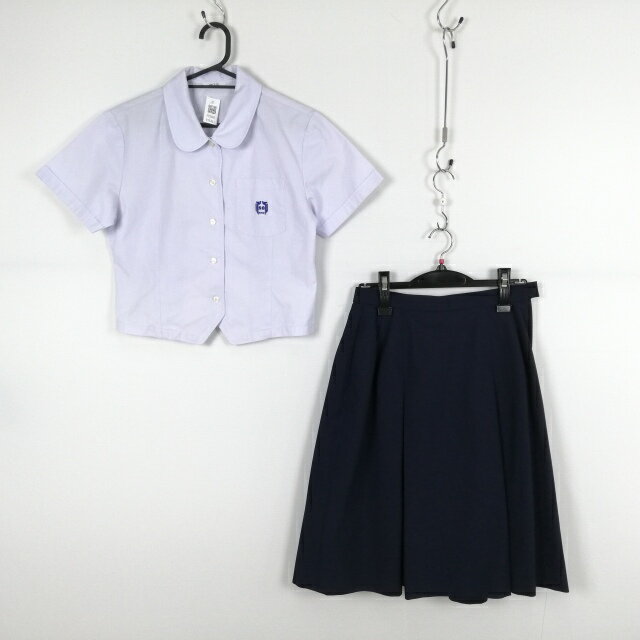 ブラウス スカート 上下2点セット S 富士ヨット 夏物 女子 学生服 大淀学園宮崎鵬翔高校 白 制服 中古 ランクC EY5461