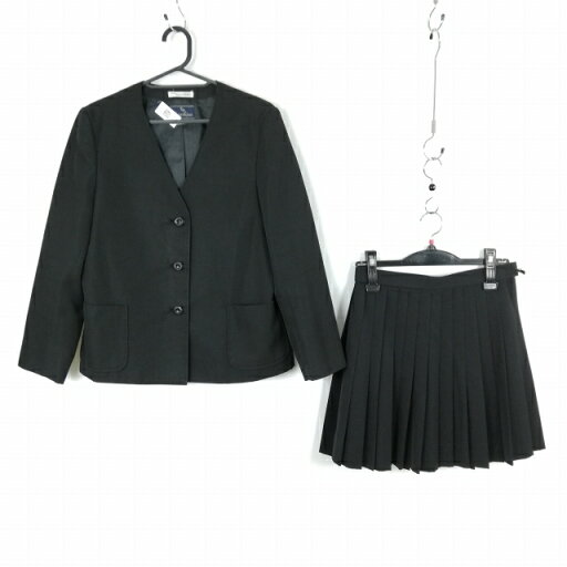 イートン ミニスカート 上下2点セット 冬物 女子 学生服 中学 高校 黒 制服 中古 ランクC EY5494 イートン ミニスカート 上下2点セット 冬物 女子 学生服 中学 高校 黒 制服 中古 ランクC EY5494