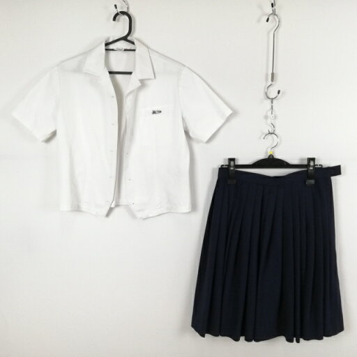 ブラウス スカート 上下2点セット L 大きいサイズ 夏物 女子 学生服 福岡高校 白 制服 中古 ランクC EY5507 ブラウス スカート 上下2点セット L 大きいサイズ 夏物 女子 学生服 福岡高校 白 制服 中古 ランクC EY5507