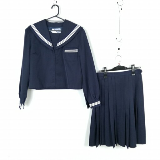 セーラー服 スカート 上下2点セット 175A 大きいサイズ カンコー 冬物 白3本線 女子 学生服 中学 高校 紺 制服 中古 ランクC EY5554 セーラー服 スカート 上下2点セット 175A 大きいサイズ カンコー 冬物 白3本線 女子 学生服 中学 高校 紺 制服 中古 ランクC EY5554