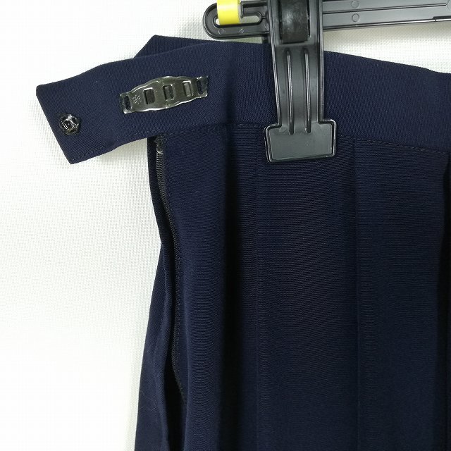 スクールスカート 夏物 w69-丈56 紺 中学 高校 プリーツ 学生服 制服 女子 中古 HK3078