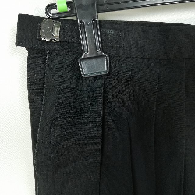 スクールスカート 夏物 w66-丈68 黒 中学 高校 プリーツ 学生服 制服 女子 中古 HK3083