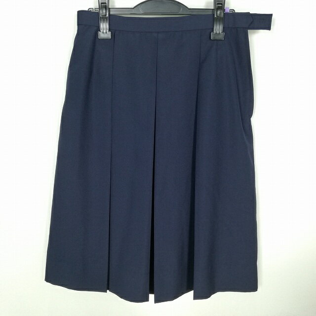 スクールスカート 大きいサイズ 夏物 w75-丈67 紺 中学 高校 プリーツ 学生服 制服 女子 中古 HK7743