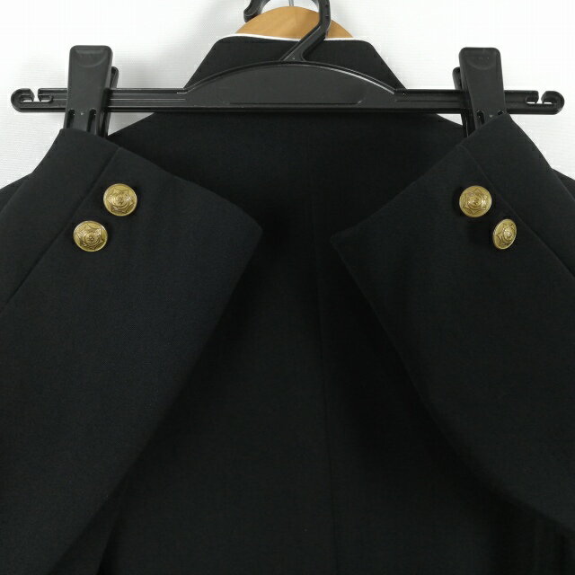 学生服 学ラン 160A 男子 上着 丸洗い可 ウール混 標準型学生服 ラウンドカラー カシドス 黒 中古 ランクB a3 JJ6827