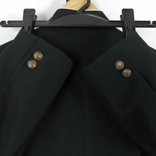学生服 学ラン 165A 男子 上着 丸洗い可 ウール混 ラウンドカラー カシドス 黒 中古 ランクB a3 JJ6845