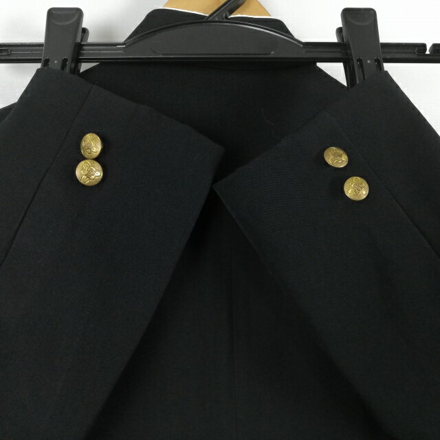 学生服 学ラン 160A 男子 トンボ NBP 上着 丸洗い可 ウール混 ラウンドカラー カシドス 黒 中古 ランクC a3 JJ6856