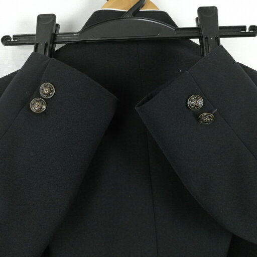 学生服 学ラン 160A 男子 上着 丸洗い可 標準型学生服 ラウンドカラー カシドス 黒 中古 ランクC a3 JJ6874