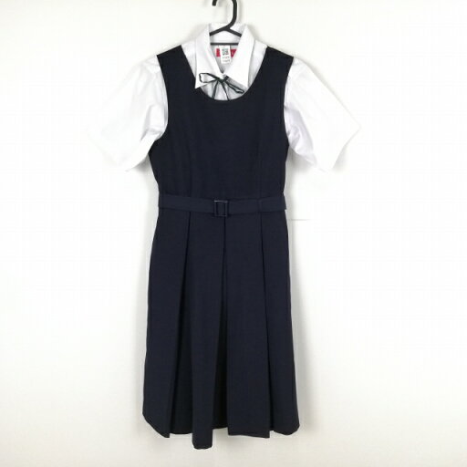 ジャンパースカート 紐タイ バスト86 ウエスト72 冬物 女子 学生服 中学 高校 紺 制服 中古 ランクC EY5614 ジャンパースカート 紐タイ バスト86 ウエスト72 冬物 女子 学生服 中学 高校 紺 制服 中古 ランクC EY5614