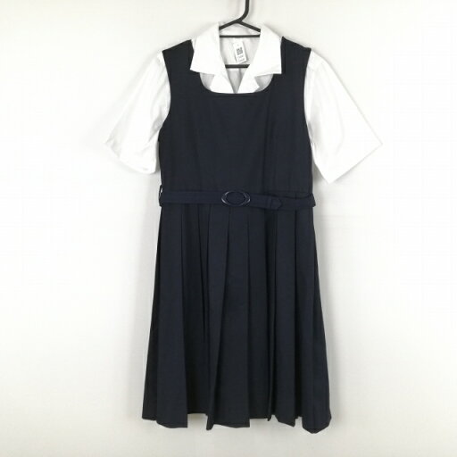 ジャンパースカート 155A バスト90 ウエスト76 冬物 女子 学生服 中学 高校 紺 制服 中古 ランクC EY6583 ジャンパースカート 155A バスト90 ウエスト76 冬物 女子 学生服 中学 高校 紺 制服 中古 ランクC EY6583