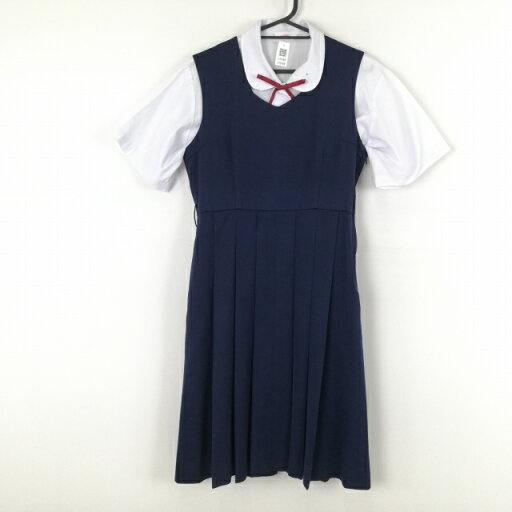 ジャンパースカート 紐タイ 155A バスト88 ウエスト74 冬物 女子 学生服 中学 高校 紺 制服 中古 ランクC EY6588 ジャンパースカート 紐タイ 155A バスト88 ウエスト74 冬物 女子 学生服 中学 高校 紺 制服 中古 ランクC EY6588