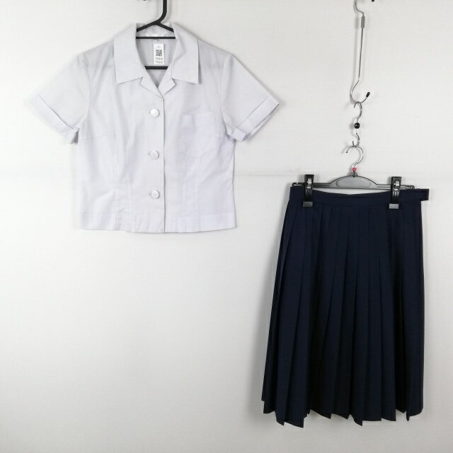 ブラウス スカート 上下2点セット 夏物 女子 学生服 中学 高校 白 制服 中古 ランクC EY6618