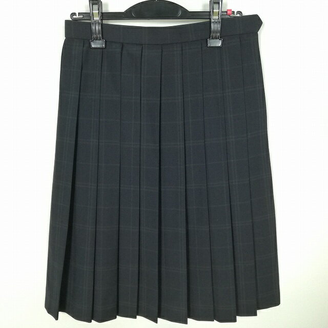 スクールスカート 夏物 w63-丈61 チェック 兵庫相生高校 プリーツ 学生服 制服 女子 中古 HK7804