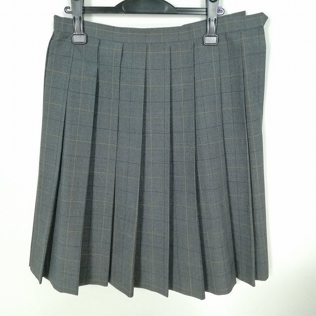 スクールスカート 大きいサイズ 夏物 w75-丈60 チェック 中学 高校 プリーツ 学生服 制服 女子 中古 HK7864