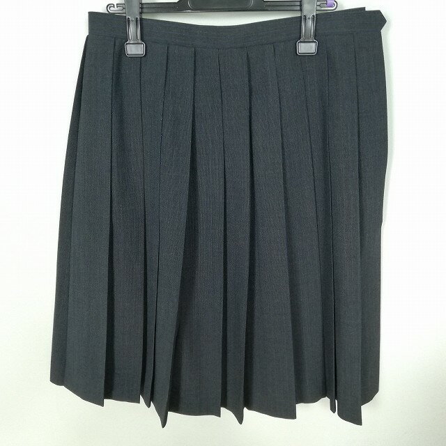 スクールスカート 大きいサイズ 夏物 w75-丈63 ストライプ 中学 高校 プリーツ 学生服 制服 女子 中古 HK7875