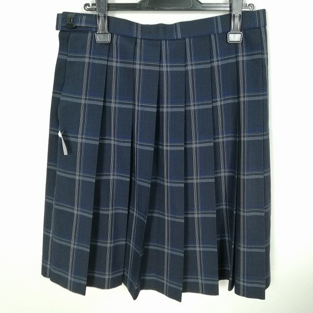 スクールスカート 大きいサイズ 夏物 w75-丈58 チェック 中学 高校 プリーツ 学生服 制服 女子 中古 HK7884