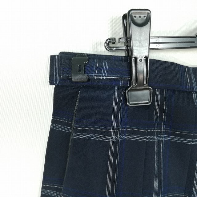 スクールスカート 大きいサイズ 夏物 w75-丈58 チェック 中学 高校 プリーツ 学生服 制服 女子 中古 HK7884