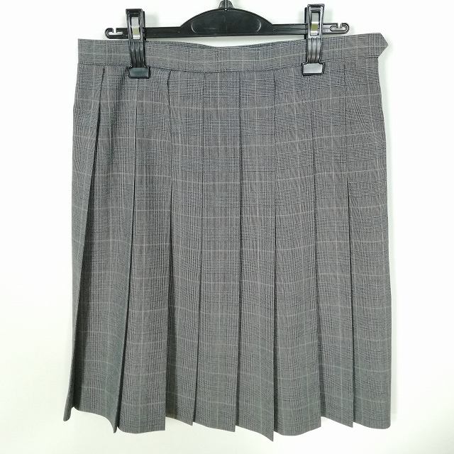 スクールスカート 大きいサイズ 夏物 w72-丈57 チェック 中学 高校 プリーツ 学生服 制服 女子 中古 HK7891