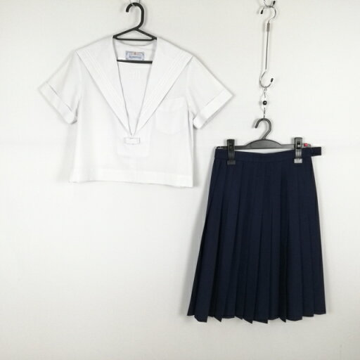 セーラー服 スカート 上下2点セット 夏物 白3本線 女子 学生服 中学 高校 白 制服 中古 ランクC NA2193 セーラー服 スカート 上下2点セット 夏物 白3本線 女子 学生服 中学 高校 白 制服 中古 ランクC NA2193