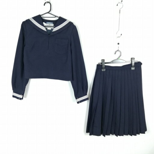 セーラー服 スカート 上下2点セット 冬物 白3本線 女子 学生服 中学 高校 紺 制服 中古 ランクC NA2211 セーラー服 スカート 上下2点セット 冬物 白3本線 女子 学生服 中学 高校 紺 制服 中古 ランクC NA2211