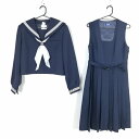 セーラー服 ジャンパースカート スカーフ 上下3点セット 170A 大きいサイズ カンコー 冬物 白3本線 千葉堀江中学 紺 中古 ランクC NA3237
