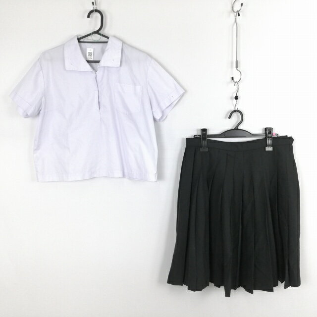 ブラウス スカート 上下2点セット 大きいサイズ 夏物 女子 学生服 中学 高校 白 制服 中古 ランクC EY6758