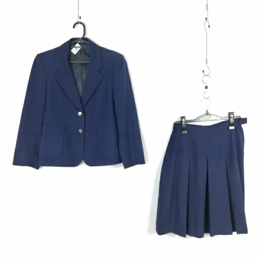 ブレザー スカート 上下2点セット 冬物 女子 学生服 中学 高校 紺 制服 中古 ランクC EY6762 ブレザー スカート 上下2点セット 冬物 女子 学生服 中学 高校 紺 制服 中古 ランクC EY6762