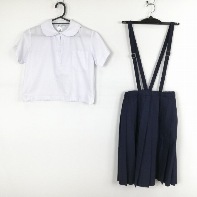 ブラウス スカート 上下2点セット 夏物 女子 学生服 中学 高校 白 制服 中古 ランクC EY6781