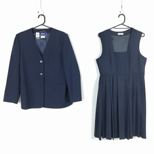 イートン ジャンパースカート 上下2点セット 165A 冬物 女子 学生服 中学 高校 紺 制服 中古 ランクC EY6789