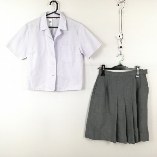 ブラウス スカート 上下2点セット L 大きいサイズ 富士ヨット 夏物 女子 学生服 中学 高校 白 制服 中古 ランクC EY6796 ブラウス スカート 上下2点セット L 大きいサイズ 富士ヨット 夏物 女子 学生服 中学 高校 白 制服 中古 ランクC EY6796