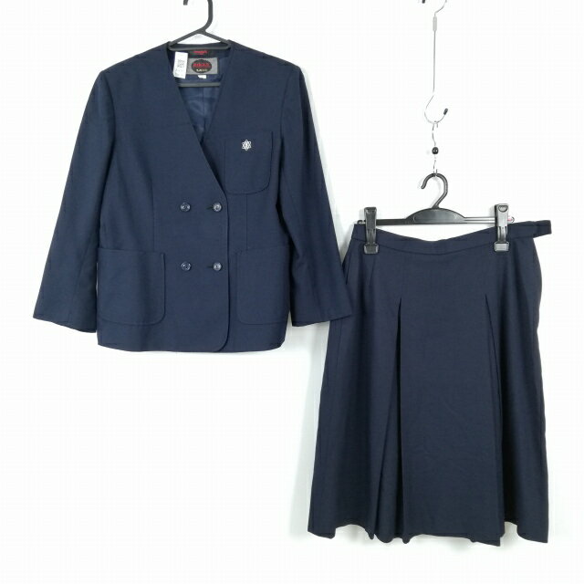 イートン スカート 上下2点セット 冬物 女子 学生服 中学 高校 紺 制服 中古 ランクB EY6799